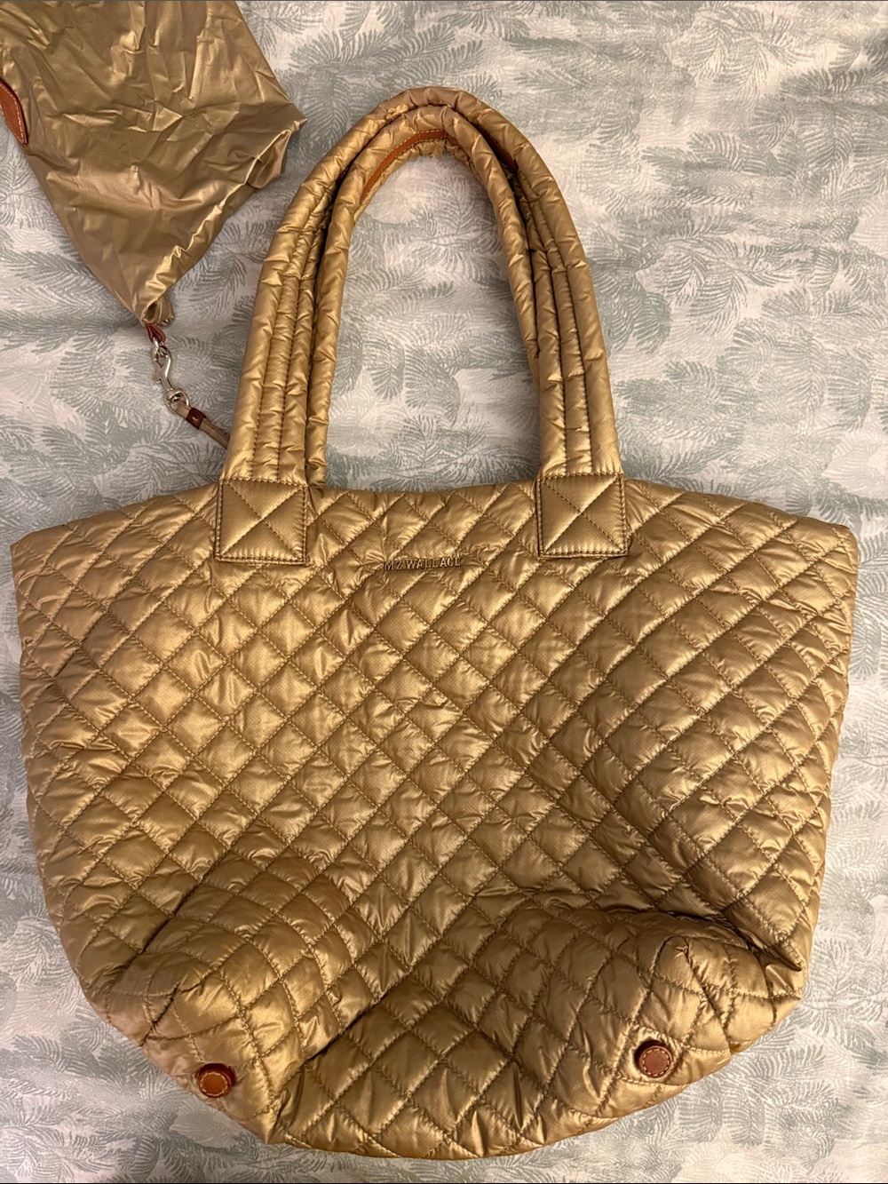 MZ Wallace Metallic Gold Quilted Tote